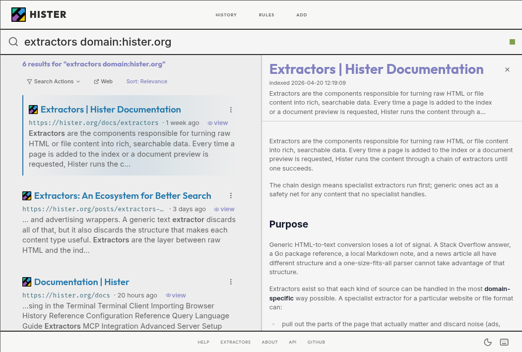 Hister Web UI